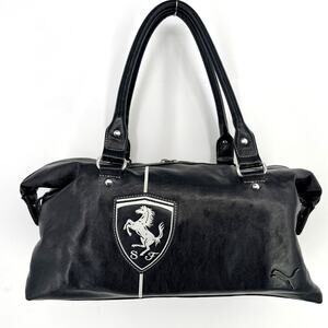 Puma Ferrari Scuderia Black Duffle Tote Bag Logo Faux Leather Official Merch